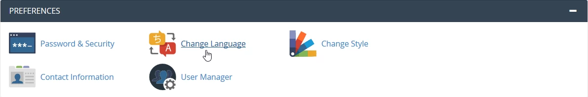 Präferenzen Bereich cPanel