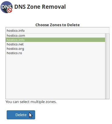 Stergere domeniu DNS Zone
