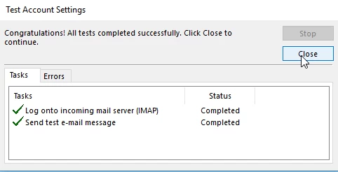 Test Account Settings